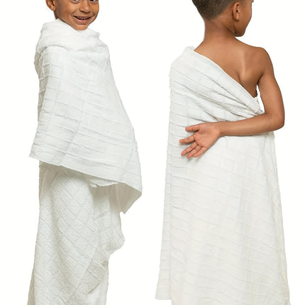 Boy's 2pcs Ihram Towels, White Islamic Towel, One-size Fit, Comes With Free Gift - Random Color Bag