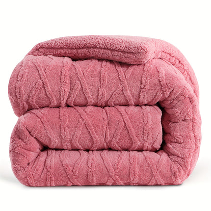 1pc Luxurious Plush Fleece Quilt - Thick, Warm, And Hypoallergenic Bedding,
