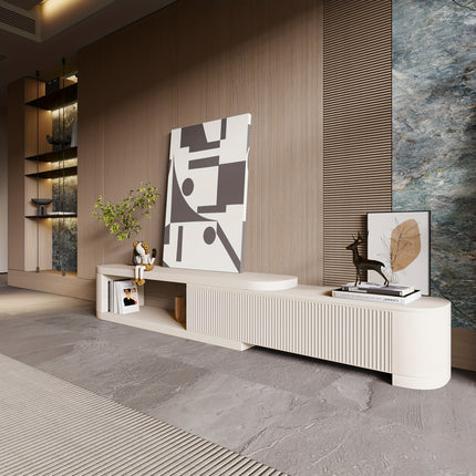 No Assembly Required Modern Adjustable 70.86'' to 122'' L TV Cabinet with Storage Cabinet Entertainment Center