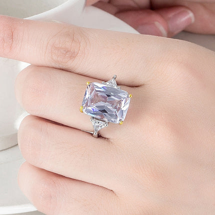 High-carbon Two-tone Rectangular-cut Diamond Ring
