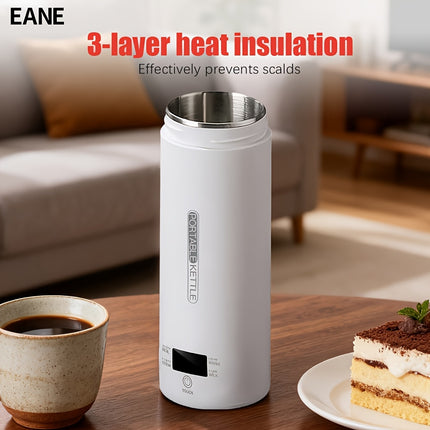 Electric Kettle  Compact Stainless Steel Travel Water Bottle with 4 Temperature Settings, Quick Noodle Cooking Feature,