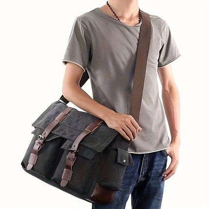 Large Capacity Vintage Crossbody Bag, Reasonably Partitioned, Durable And Washable Shoulder Bag