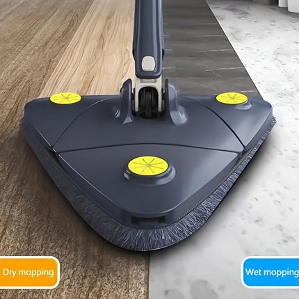 1pc 360 Degree Rotatable Triangle Mop - Extendable Handle, Multi-Surface Cleaning Tool