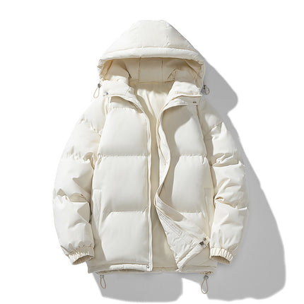 Men's Hoodie Coat Winter Fashion Solid ZIp-up Thickened Cotton-padded Jacket Casual Warm Outwear Top Clothing
