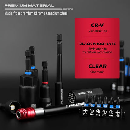 80pcs Premium Magnetic Impact Nut Driver Set Metric & SAE with Socket Adapters, Bit Holder,