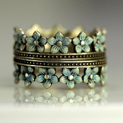 Fashionable Vintage Floral Crown Open Ring