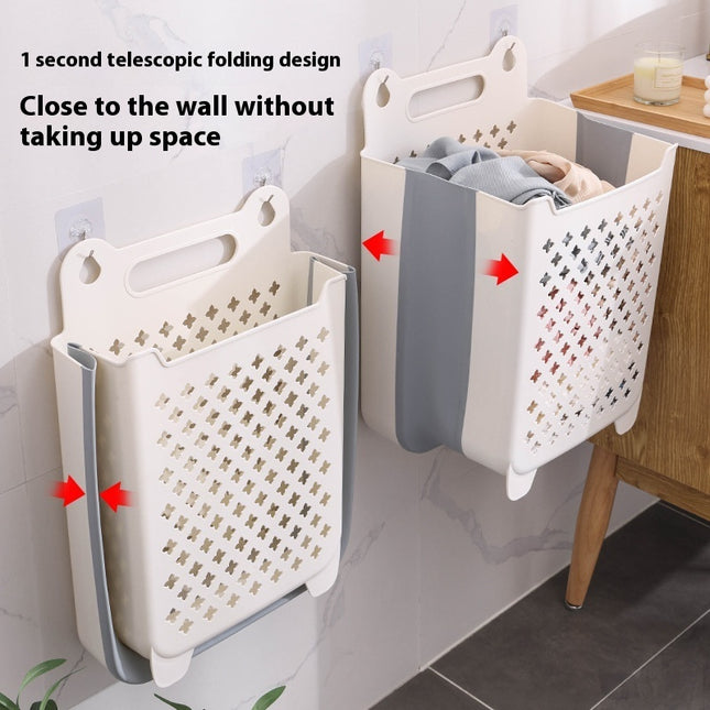 Dirty Clothes Household Laundry Basket Wall Hanging Foldable Bathroom