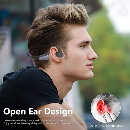 Wireless Sports Headphones with Bone Conduction, HD Calling, Noise Cancelling Voice Control,
