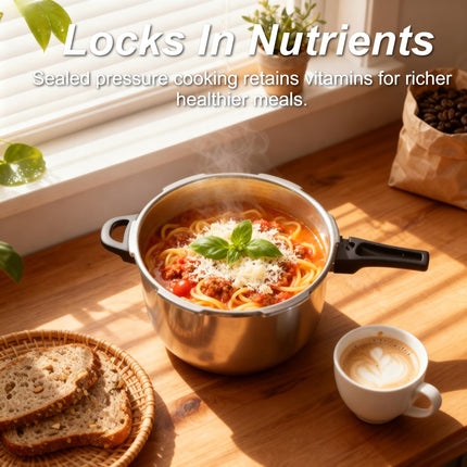 28cm/ 30cm/ 32cm Stainless Steel Pressure Cooker - Heat-Resistant Handle & Safety Valve