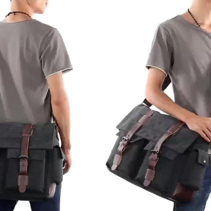 Large Capacity Vintage Canvas Crossbody Bag, Reasonably Partitioned, Durable And Washable Shoulder Bag,