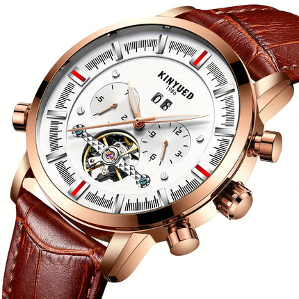 Men'S Casual Fashion Waterproof Watch, Luxury Large Dial Multifunctional Automatic Mechanical Watch