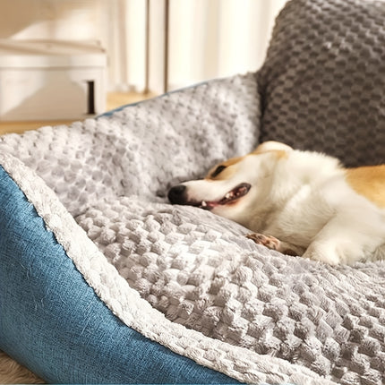 Extra-Large Luxury Plush Pet Sofa Bed - Thick, Warm with High Backrest for Cats & Dogs, Easy Clean, All-Season Comfort