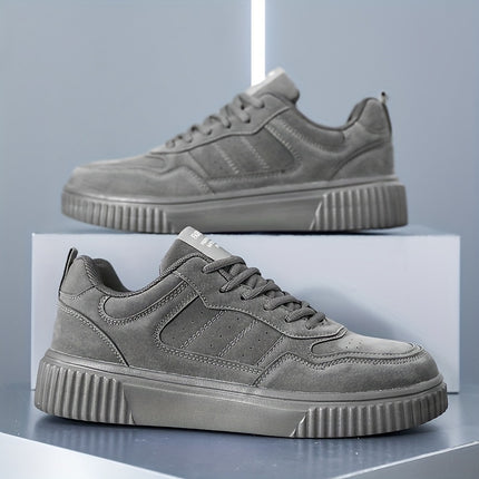 Men's Lightweight Lace-Up Casual Sneakers - Stylish Beige Low-Top Skate Shoes with Durable MD Sole,
