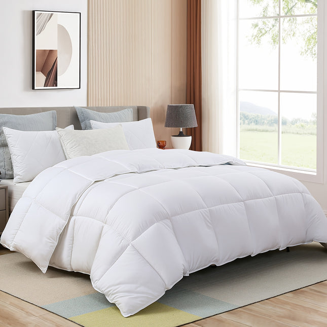 All-Season Down-Free Quilted Comforter - Ultra-Soft Fluffy Bedspread Suitable for Home & Hotel
