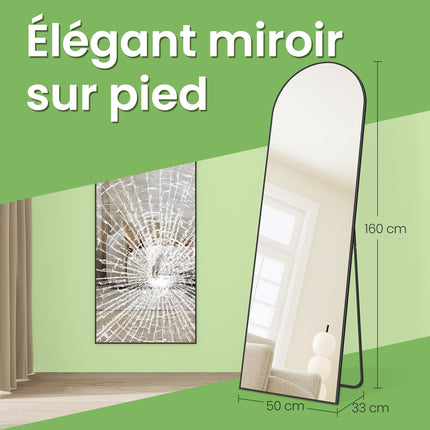 160 X 50 Cm, on Stand, Large Floor-Standing Mirror, Aluminum Alloy Frame, Tempered Glass,