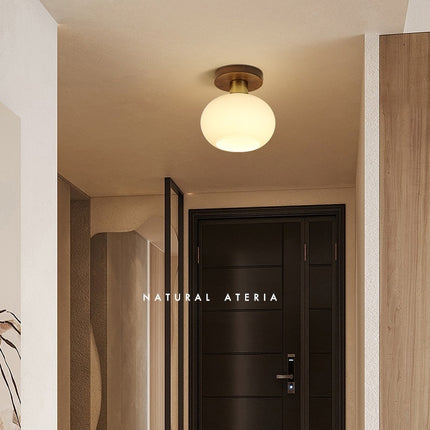 Chinese Style Simple And Light Luxury Walnut Brass Ceiling Lamp