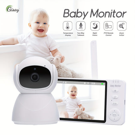 Gisay 5.0-inches Monitor with Night Vision, Two-Way Talk, Temperature Monitoring, and PTZ Remote Control