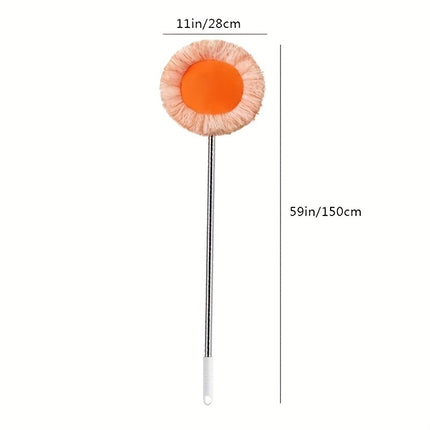 1set Stainless Steel Ceiling Mop - Long-Reach Rotating Floor Mop with 2 Original Mop