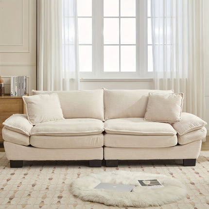 Sofa Designed for Two, Featuring Deep Seating And Corduroy Double-Layer Cushions