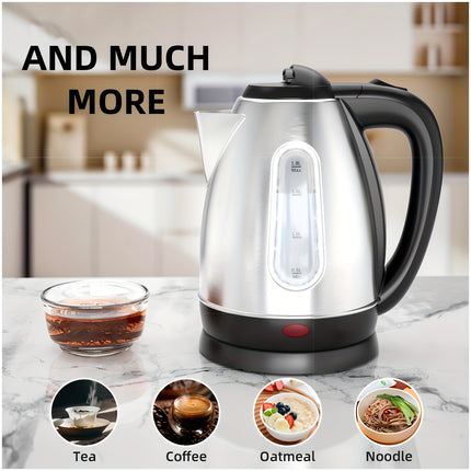 Electric Kettle with Water Window & Stainless Steel Body - 1200W Fast Heating, Auto Shut-Off, BPA-Free