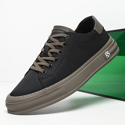 Men's Fashion Sneakers - Comfort Inner with Faux Insole - Fabric Upper Low-Top Shoes - Solid Color and Lace-Up