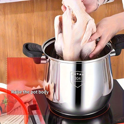 Stainless Steel Quick Cooker - Food Grade, Non-Stick Large Capacity Soup and Stew Pot with Safety Lid,