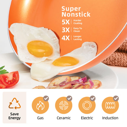 10-Piece Non Stick Pots And Pans Set, Aluminum Ceramic Cookware Set With Lids, Induction,