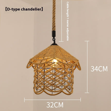 Hemp Rope Retro Restaurant Ideas Industrial Style Chandelier