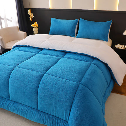 1pc Ultra-Soft Reverse Winter Quilt - Thickened Plush Milk Fleece All-Season Comforter