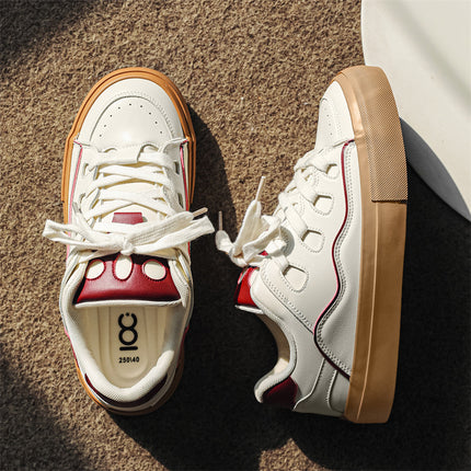 Men's Four Seasons Korean-Inspired White Low-Top Sneakers