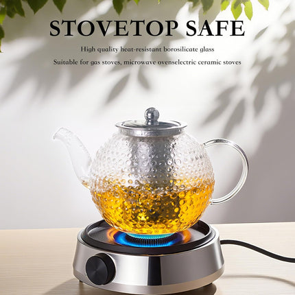 Vintage Clear Glass Teapot Featuring a Removable Infuser,Suitable for Stovetop Use