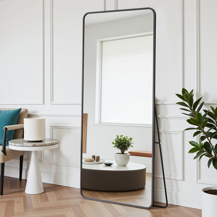 20"x60" Full-Length Mirror with Stand - Large Square Floor Mirror with Aluminum Frame,