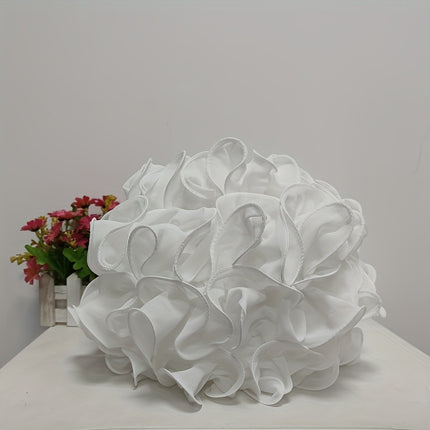 Modern Spherical Fabric Shade with Wavy Design  Soft Pink & White Textured Lighting Fixture