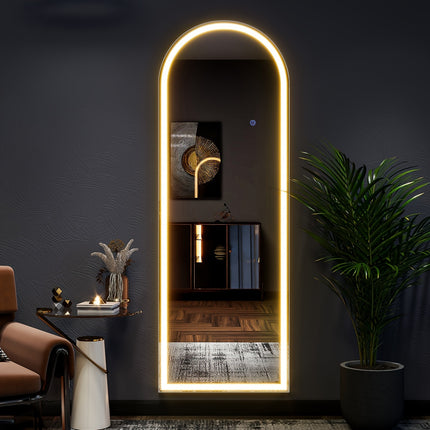 63"x20"Mirror with Lights, LED Mirror Full Length, Lighted Floor Mirror with Stand, Full Body