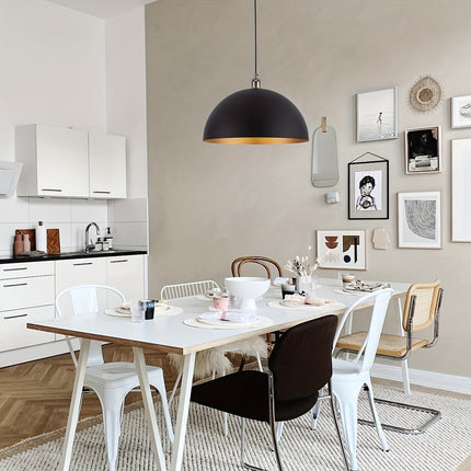Chandelier - 39.88cm Black & Golden Finish, 199.9cm Cord for Kitchen Island, Bedroom, Hallway, Bar