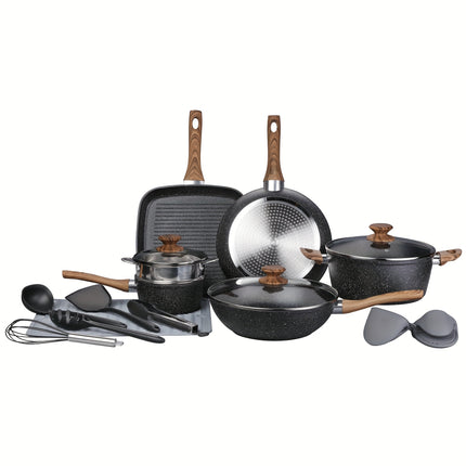 16 Pieces Pots and Pans Sets - Nonstick Cookware Set with Utensils and Steamer