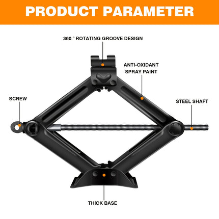 Heavy-Duty Scissor Jack for Vehicles, Capable of Lifting 2 Tonnes