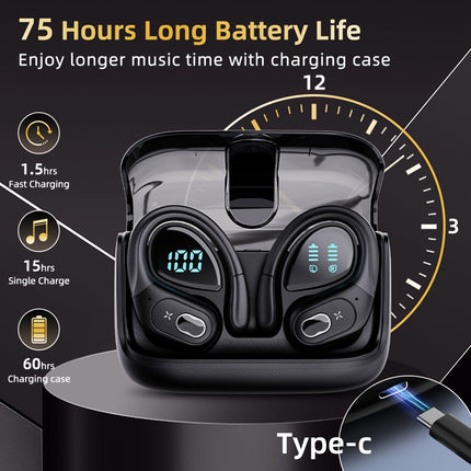 Wireless Earbuds, 75H Wireless 5.3 Headphones With ENC Noise Cancelling Mic
