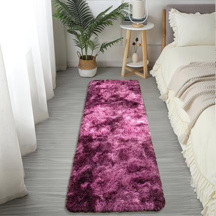 1pc, Dark Purple Tie-Dye Fluffy Area Rug, Soft Polyester 100% Lightweight Rectangle Carpet