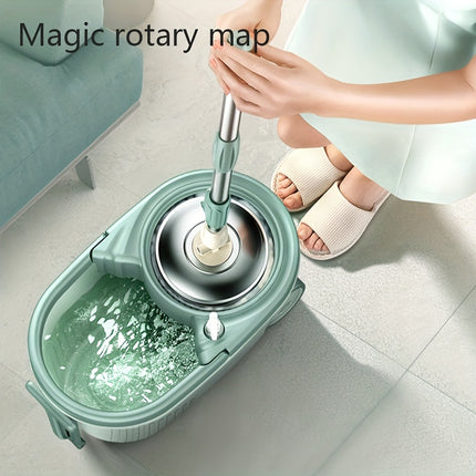 1set, Hands-free Wash Rotating Mop And Bucket Set/ Only 3 Replacement Mop Head Refill, Wet And Dry Use