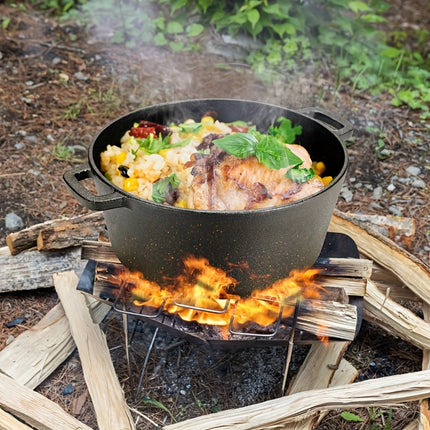 2-in-1 Cast Iron Cookware Set (Dutch Oven + Skillet) - Dual-Purpose Pots And Pans Set for Stove,