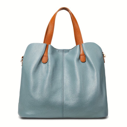 Luxury Genuine Genuine Leather Tote Bag for Women - Large Capacity, Two