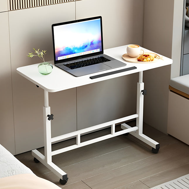 Ergonomic Height-Adjustable Computer Desk Workstation - Dual-Sided White Folding Table ,
