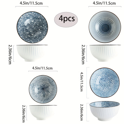 Set (of) Handmade Blue & White Floral Porcelain Plates and Bowls Set - Ceramic Dishware