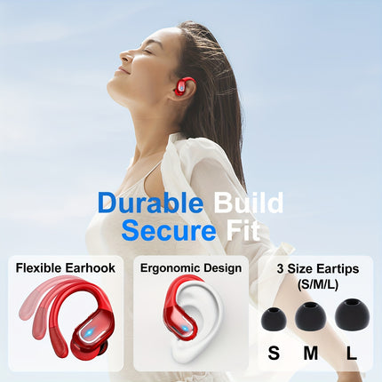 Wireless Earbuds for Running Sports, Wireless Earphones with Earhooks Pure Bass Sound
