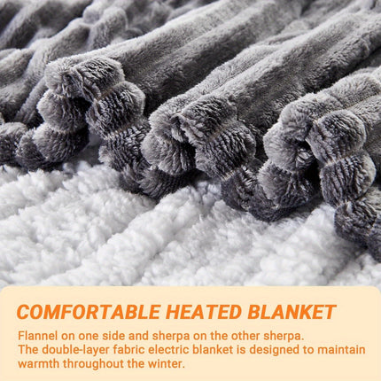Electric Heated Throw Blanket - Soft Flannel Heating Bedspread with 10 Heat Settings,