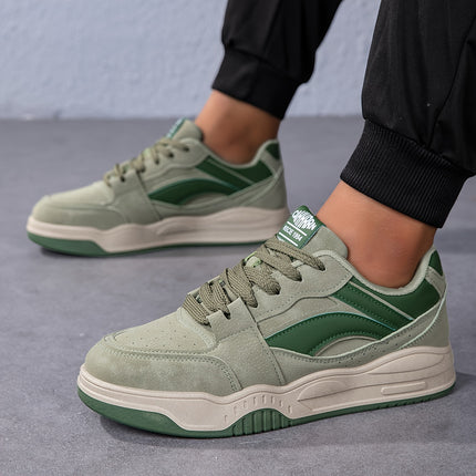 Men'S Spring Casual Sneakers - Height-Boosting Skate Shoes with Vibrant Green & Beige Colorway,