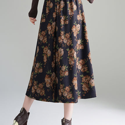 Women's Rabbit Dance (Mi Mi Dance) Print Midi Skirt A-Line Umbrella Skirt with Flared Hem