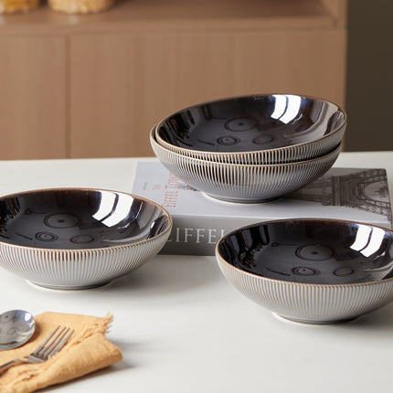 4-Piece Set, Premium Ceramic Dishware, Salad Bowl, Fruit Bowl, Stackable Design, Lightweight Luxury,
