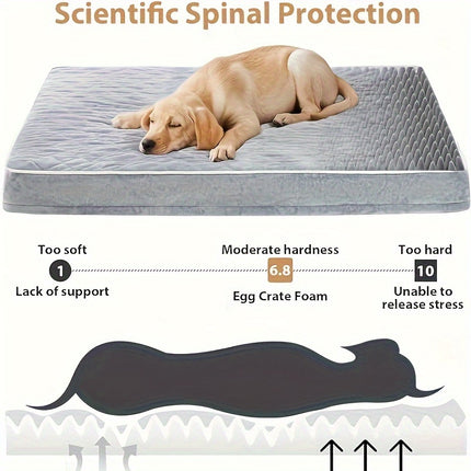 Dog Beds For Large Dogs, Dog Bed With Plush Egg Foam Support And Non-Slip Bottom, Waterproof And Machine Washable Removable Pet Bed Cover Christmas Gift
